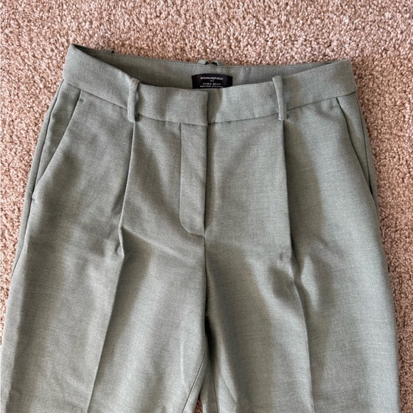 Banana Republic Double Weave Straight Trouser Green Heather Women’s Pants size4P - Picture 4 of 7